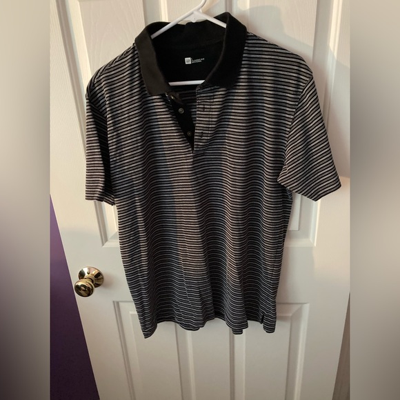 GAP Men's Black and Gray Striped Polo Shirt - Picture 1 of 9